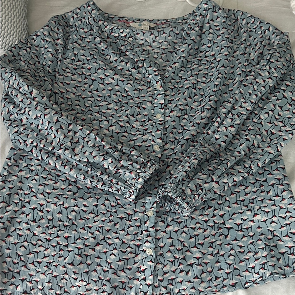 Boden Blue and Pink Patterned Blouse